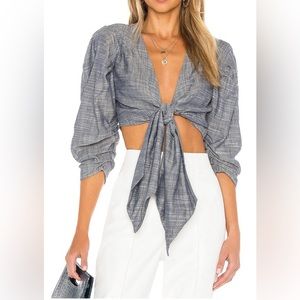 L’Academie The Nikkolai Top in Dusty Blue- Medium